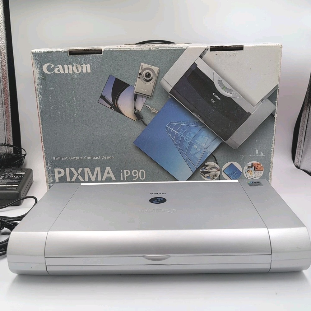 Canon Picma IP90V Photo Inkjet Printer Cord & Manual, CD - Turns On -Untested -